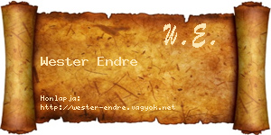 Wester Endre névjegykártya